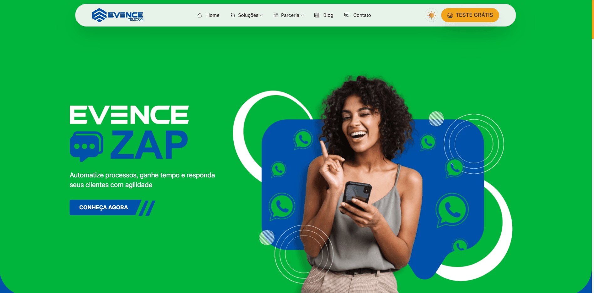 Página de produtos Evence